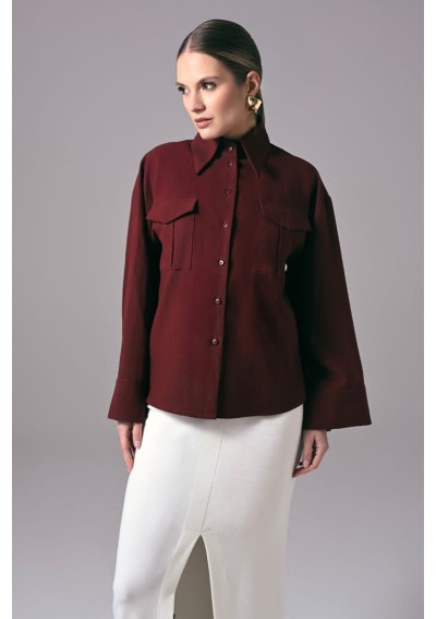 Burgundowa koszula damska do pracy Power Utility | Aleks Kaeber