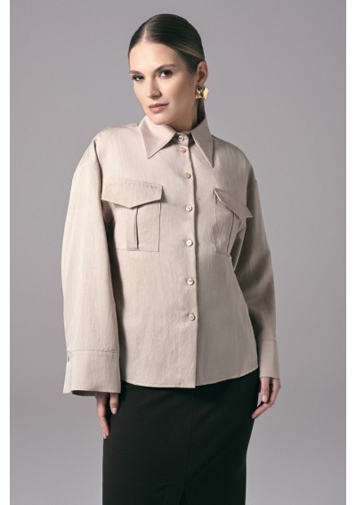Beżowa koszula damska do pracy Power Utility | Aleks Kaeber