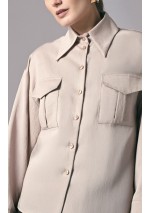 Beżowa koszula damska do pracy Power Utility | Aleks Kaeber