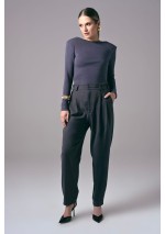 Grafitowe eleganckie spodnie damskie do pracy Power Barrel | Aleks Kaeber