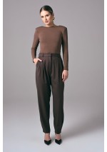 Brązowe eleganckie spodnie damskie do pracy Power Barrel | Aleks Kaeber