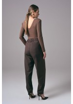 Brązowe eleganckie spodnie damskie do pracy Power Barrel | Aleks Kaeber