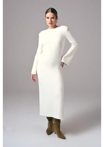 Sukienka Power Line Ecru – elegancka sukienka damska midi do pracy