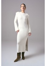 Sukienka Power Line Ecru – elegancka sukienka damska midi do pracy