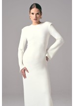 Sukienka Power Line Ecru – elegancka sukienka damska midi do pracy