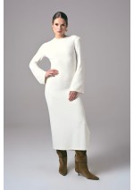 Sukienka Power Line Ecru – elegancka sukienka damska midi do pracy