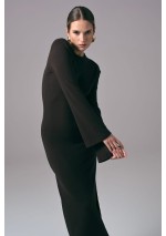 Brązowa elegancka sukienka damska midi do pracy Power Line | Aleks Kaeber