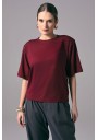 Bordowy elegancki t-shirt damski oversize do pracy Power Shoulder | Aleks Kaeber