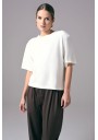 Ecru elegancki t-shirt damski oversize do pracy Power Shoulder | Aleks Kaeber