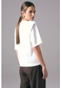 Ecru elegancki t-shirt damski oversize do pracy Power Shoulder | Aleks Kaeber