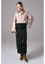 Brązowa elegancka spódnica damska midi do pracy Power Ease | Aleks Kaeber