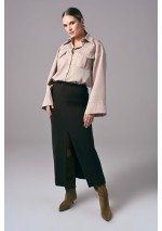 Brązowa elegancka spódnica damska midi do pracy Power Ease | Aleks Kaeber