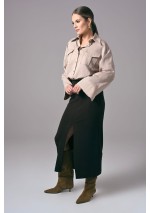 Brązowa elegancka spódnica damska midi do pracy Power Ease | Aleks Kaeber