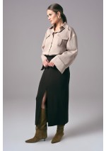 Brązowa elegancka spódnica damska midi do pracy Power Ease | Aleks Kaeber