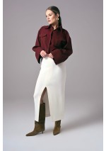 Ecru elegancka spódnica damska midi do pracy Power Ease | Aleks Kaeber