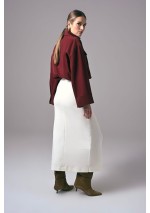 Ecru elegancka spódnica damska midi do pracy Power Ease | Aleks Kaeber