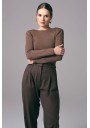 Ciemnobeżowe eleganckie body damskie z długim rękawem Power Back | Aleks Kaeber