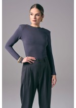 Ciemnoniebieskie eleganckie body damskie z długim rękawem Power Back | Aleks Kaeber